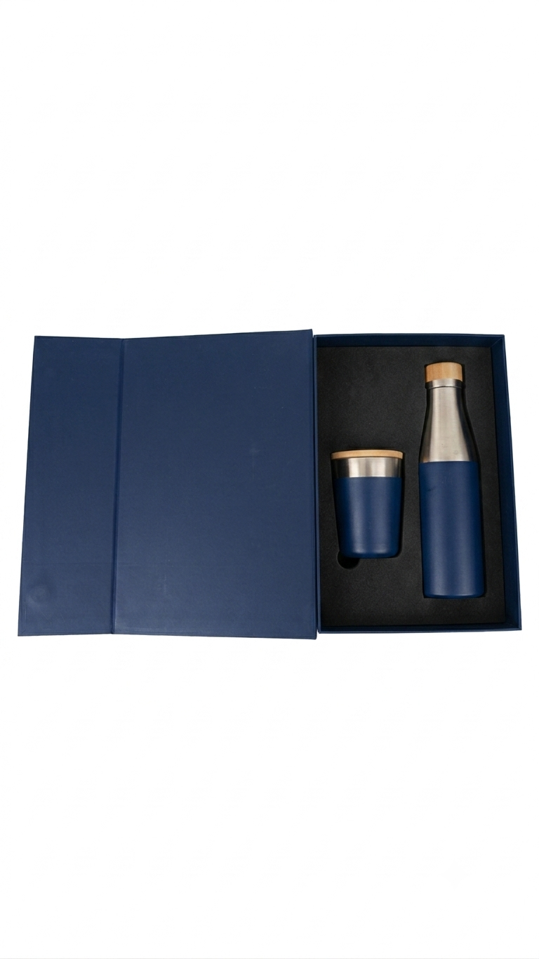 ELARA - Navy Blue Bottle Tumbler Gift Set